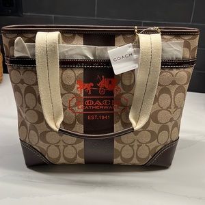 Coach handbag canvas and leather.